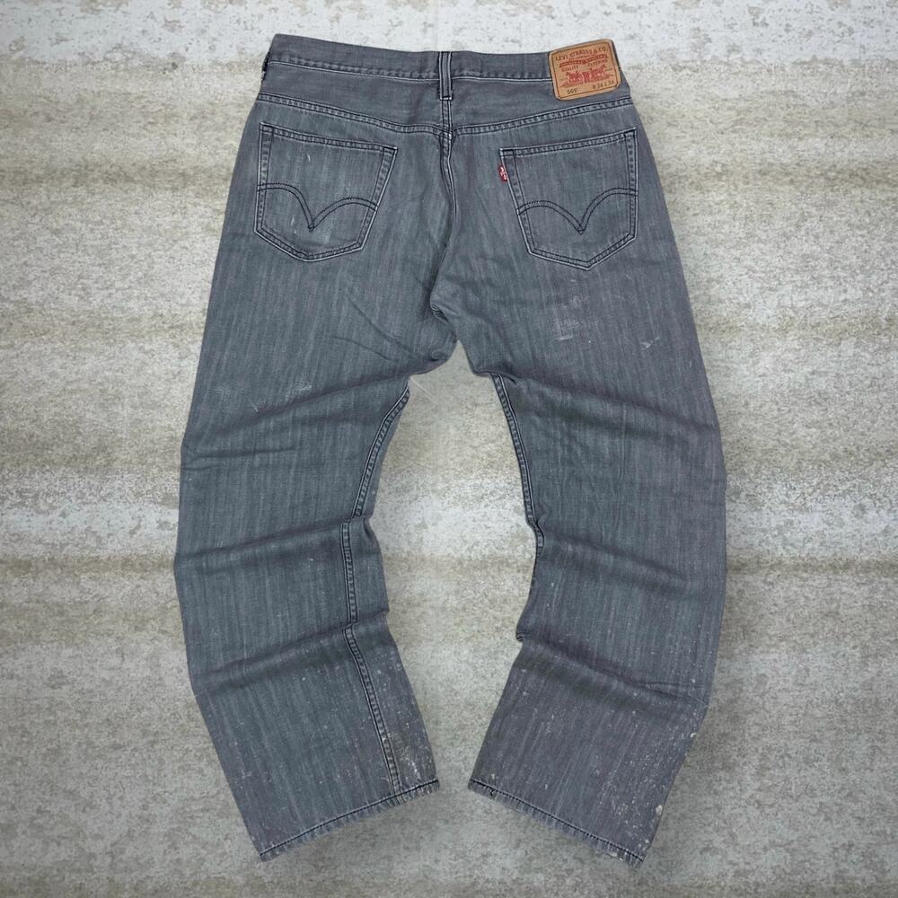 Vintage Y2K Levis Jeans 569 34x34 Baggy Loose Fit Light Grey Wash Denim